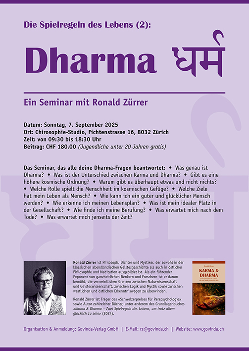 Seminar: Die Spielregeln des Lebens (2): Dharma [September]