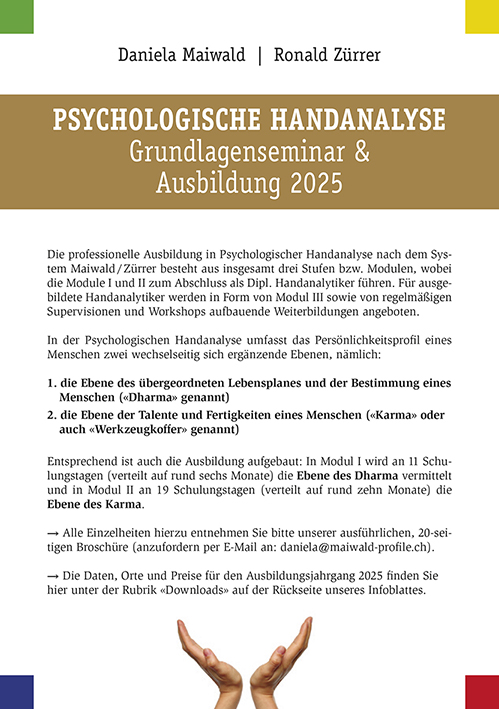 Ausbildung: Psychologische Handanalyse